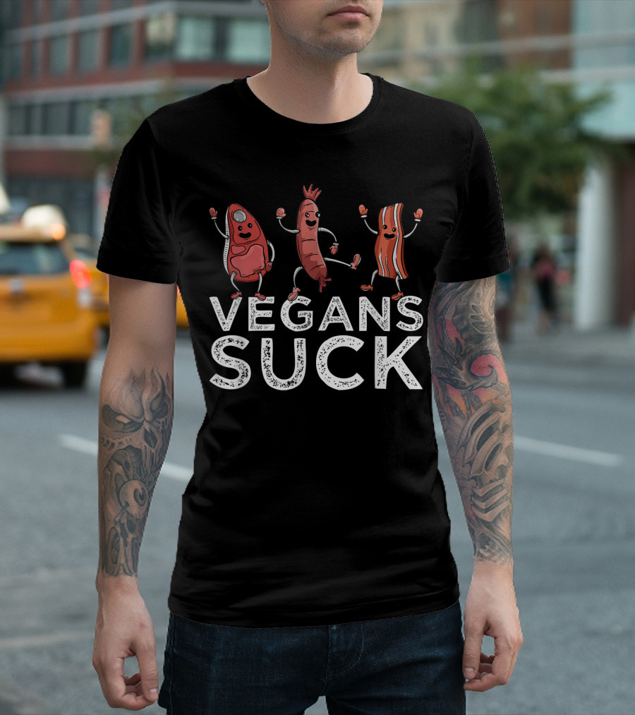 Anti Vegan BBQ Lover Vegans Suck Meat Eater Ribeye Steak T-Shirt