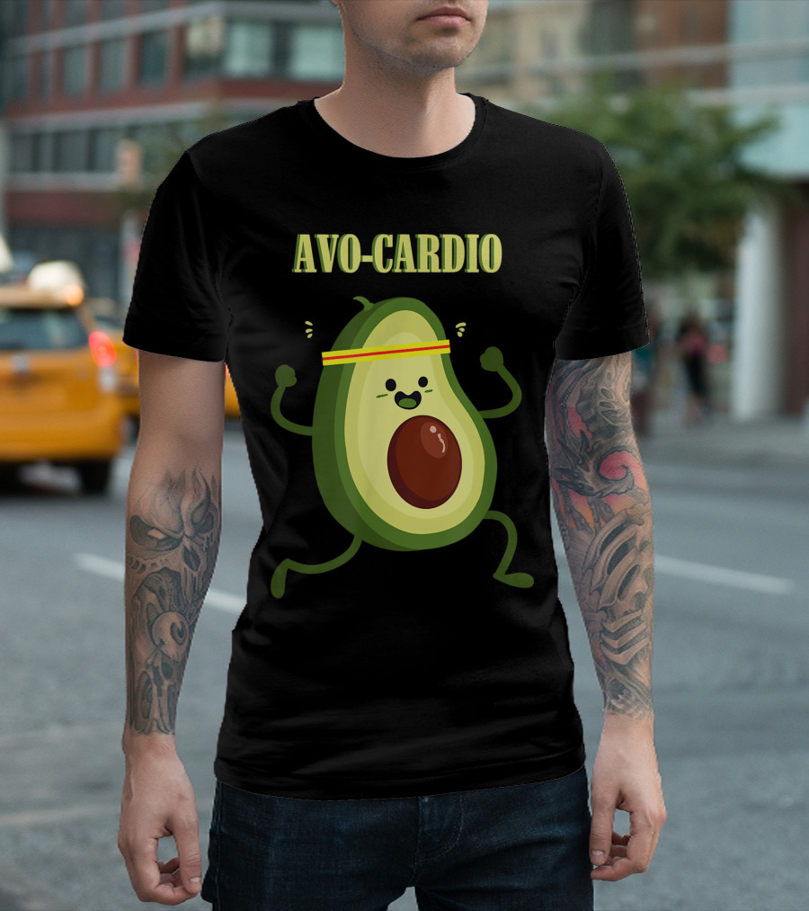 Avo Cardio Avocado Fitness Workout Running Exercise T-Shirt