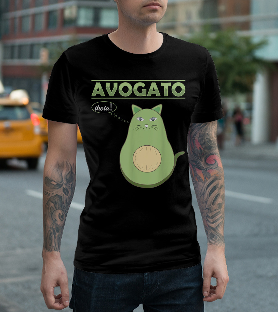 Avogato Cute Avocado Cat Lover Face Sarcastic ¡Hola T-Shirt