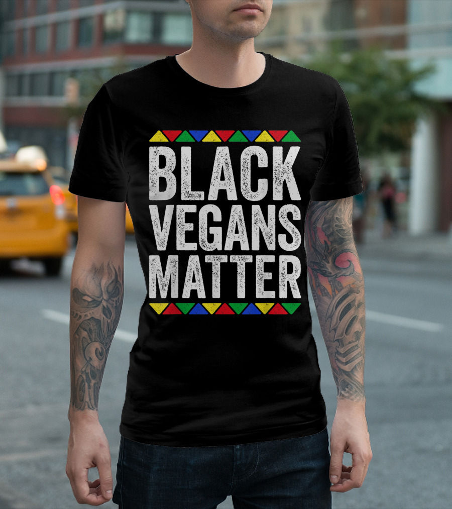 Black Vegans Matter Pride Colorful Geometric Accents T-Shirt