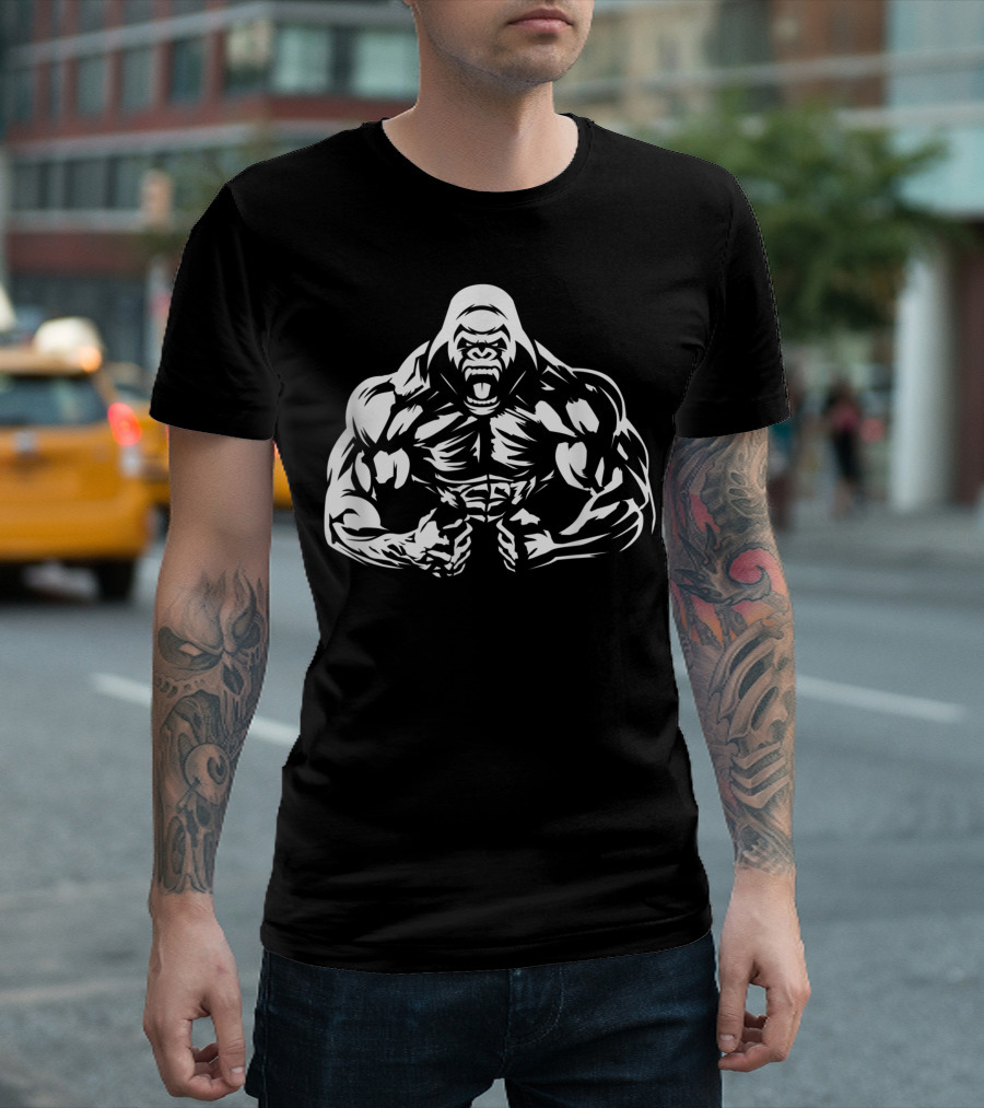 Bodybuilding Gorilla Ready for Gym Workout Power Challenge T-Shirt