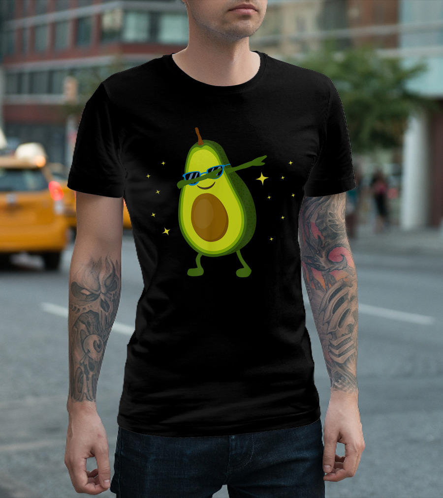 Dabbing Avocado Sunglasses Vegan Stars T-Shirt
