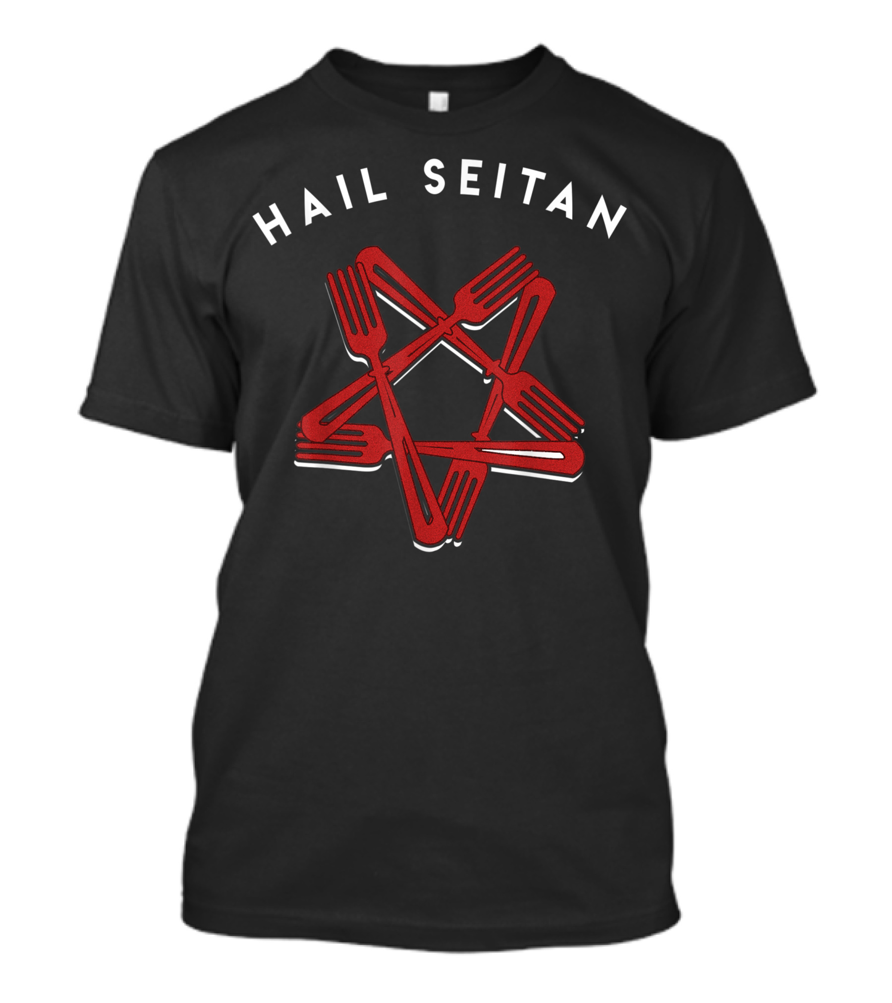 Hail Seitan Fork Pentagram Go Vegan T-Shirt