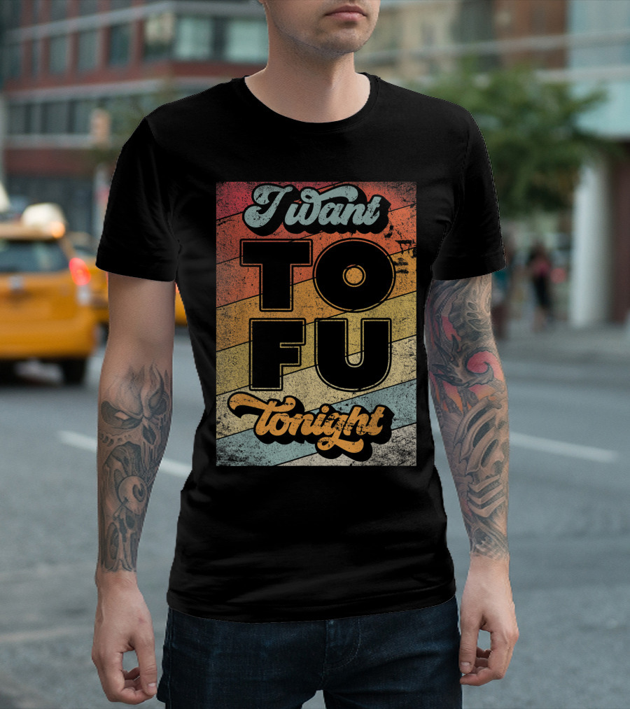 I Want Tofu Tonight Style Vegan Vegetarian Retro Vintage Stripes T-Shirt