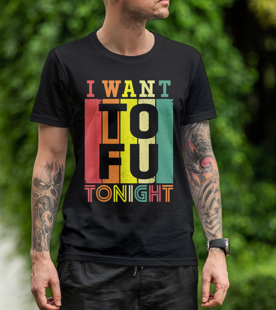 I Want Tofu Tonight Vegetarian Diet Vegan Rainbow Stripes T-Shirt