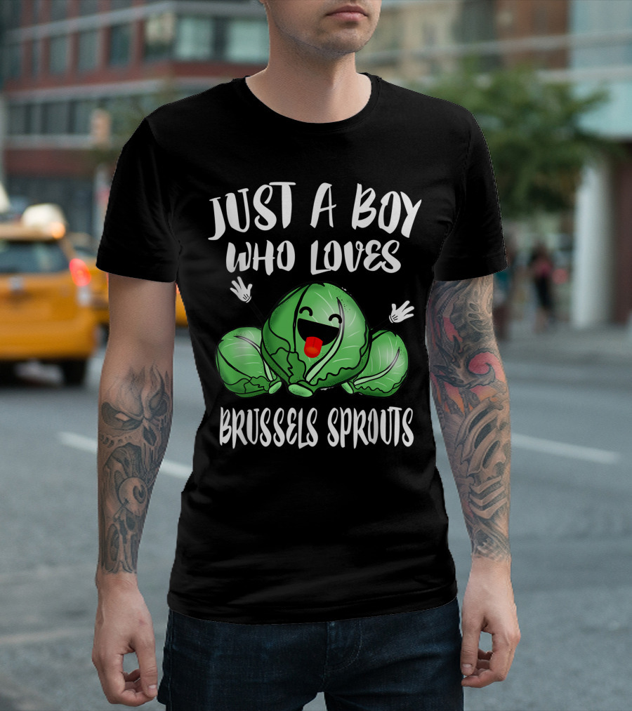 Just A Boy Who Loves Brussels Sprouts Vegetable Vegan T-Shirt