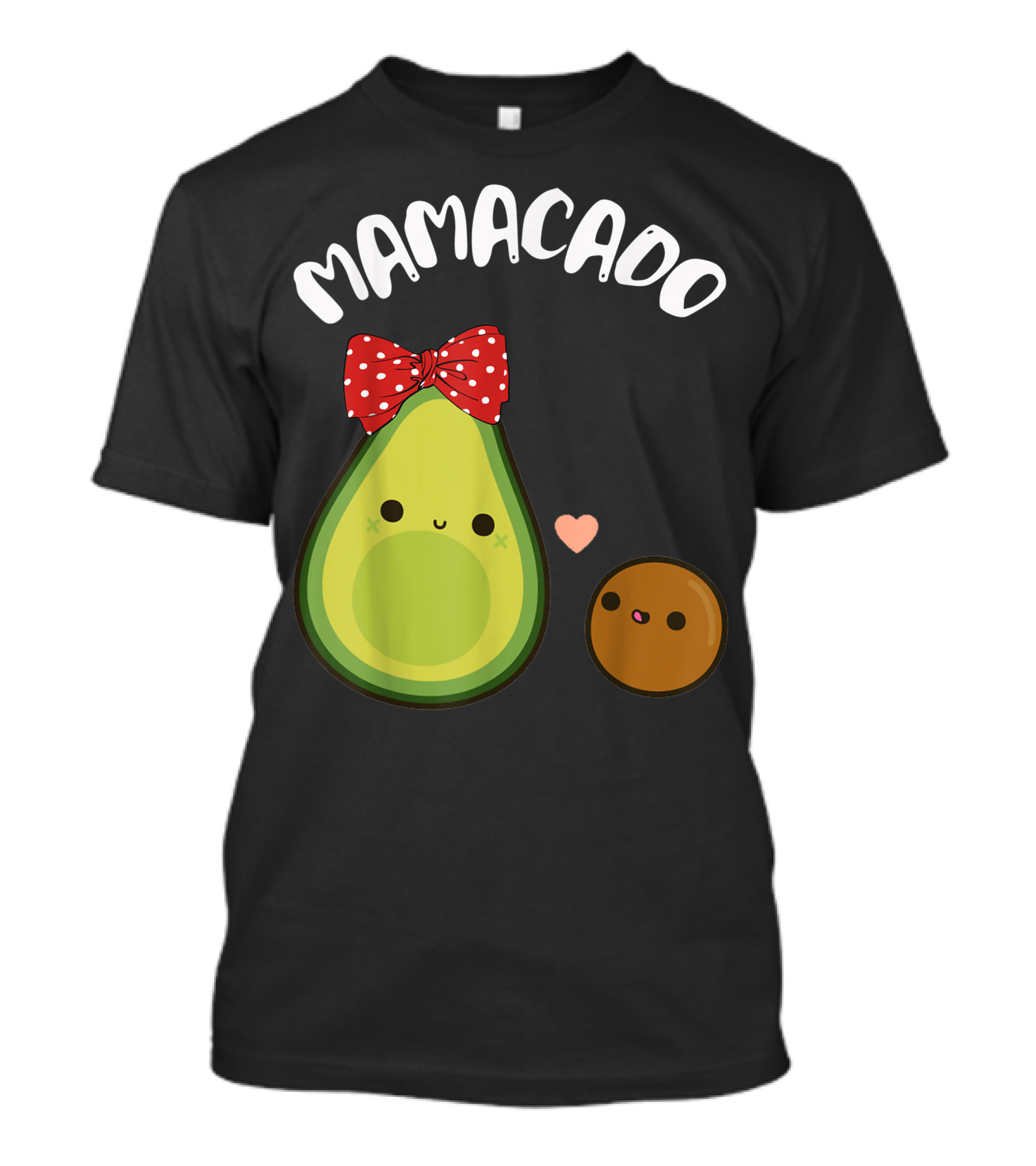 Mamacado Cute Avocado Pregnant Bow Heart T-Shirt