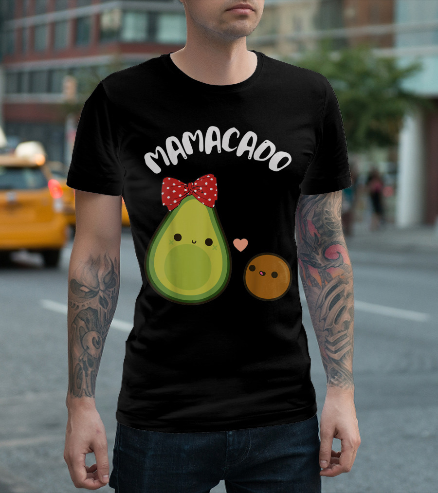Mamacado Cute Avocado Pregnant Bow Heart T-Shirt