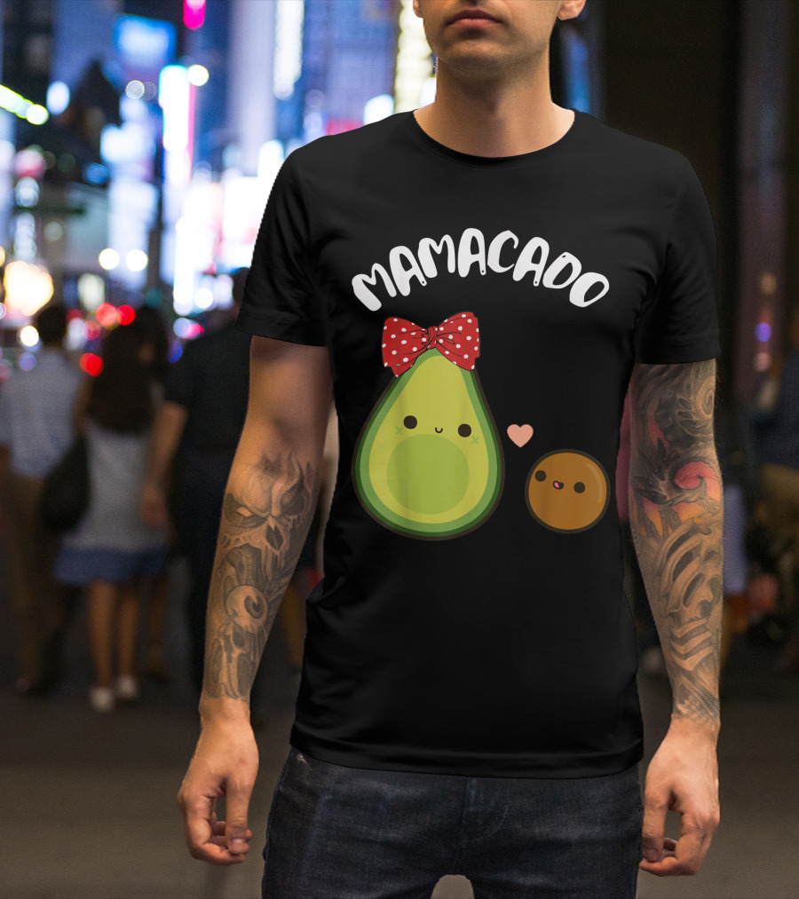 Mamacado Cute Avocado Pregnant Bow Heart T-Shirt