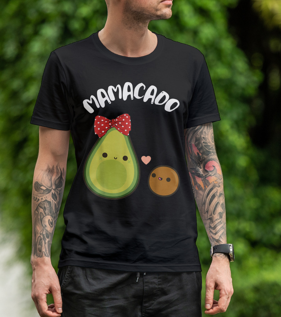 Mamacado Cute Avocado Pregnant Bow Heart T-Shirt