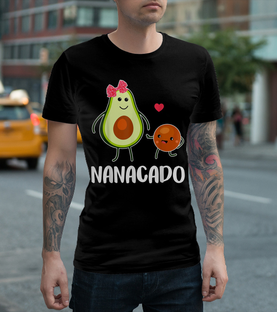 Nanacado Cute Avocado Pregnant Bow Heart Smiling Avocado Pear Duo T-Shirt