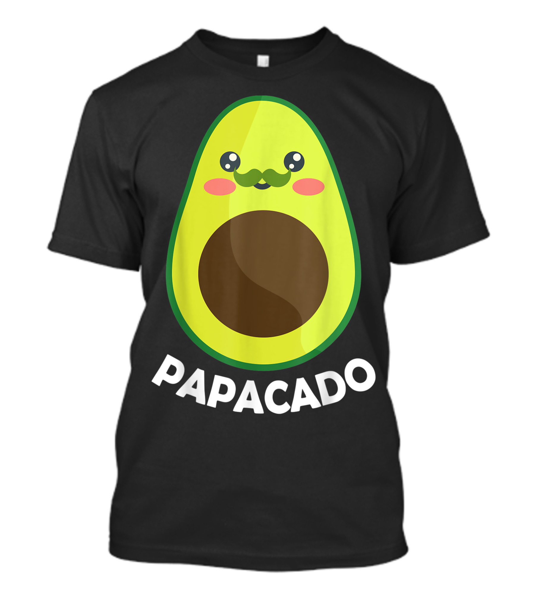 Papacado Cute Avocado Papa With Mustache And Smile T-Shirt