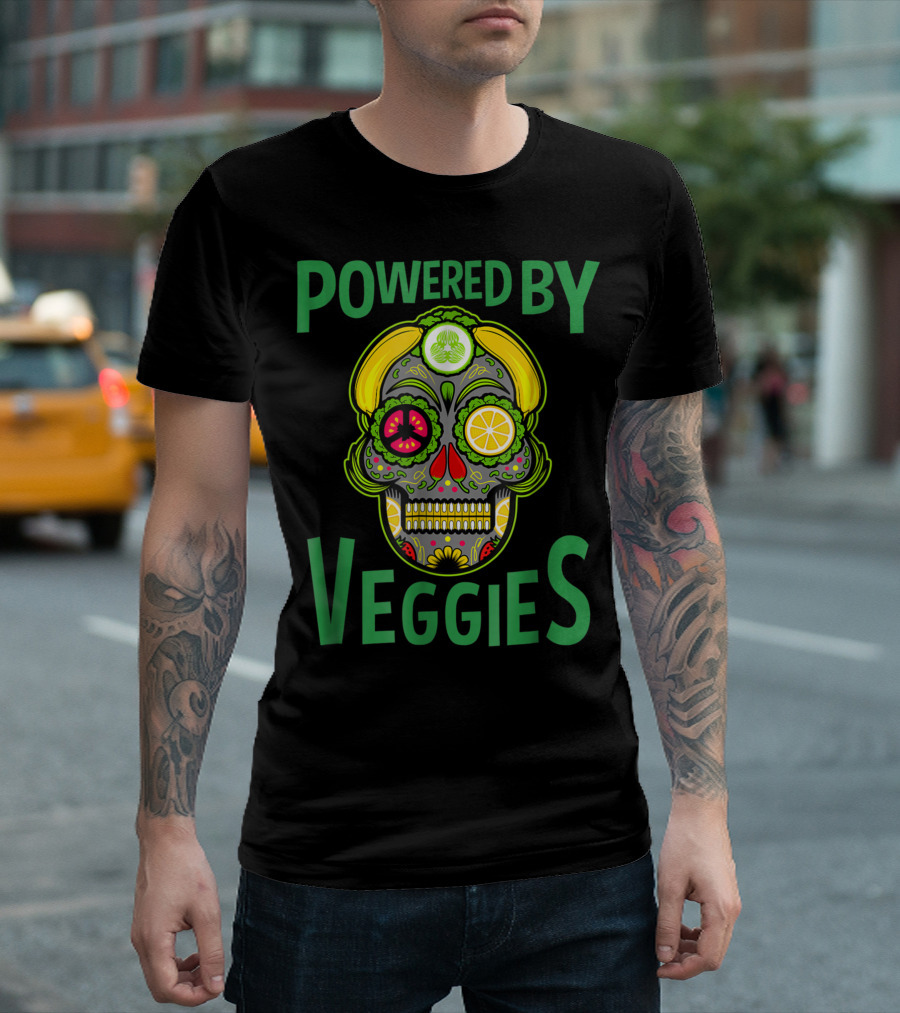 Powered by Veggies Plant Based Diet Vegan Vegetarian T-Shirt
