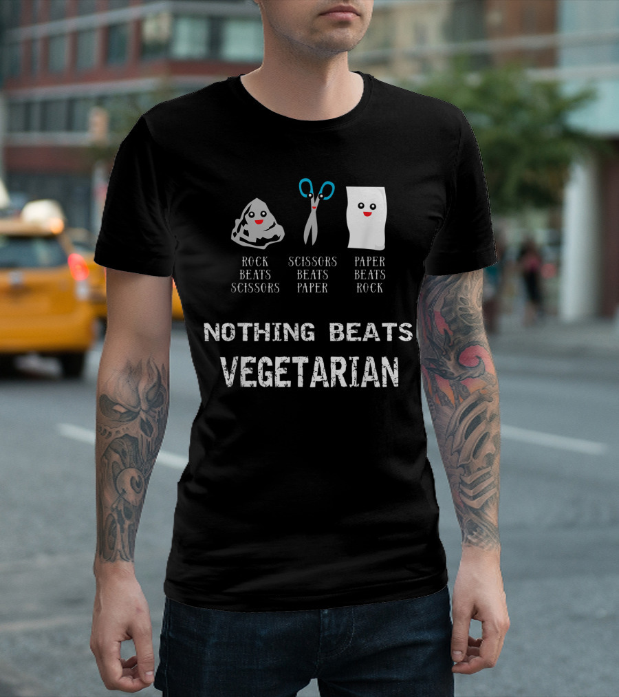 Rock Paper Scissors Vegetarian Nothing Beats Vegetarian Cool Vegetables Lovers T-Shirt
