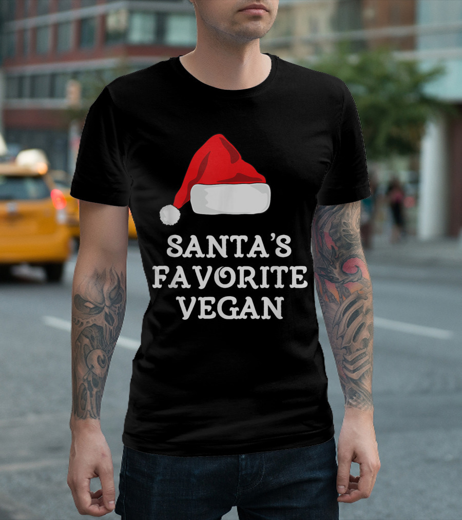 Santas Favorite Vegan Santa Hat T-Shirt