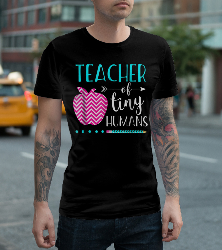 Teacher of Tiny Humans Apple and Pencil Appreciation T-Shirt