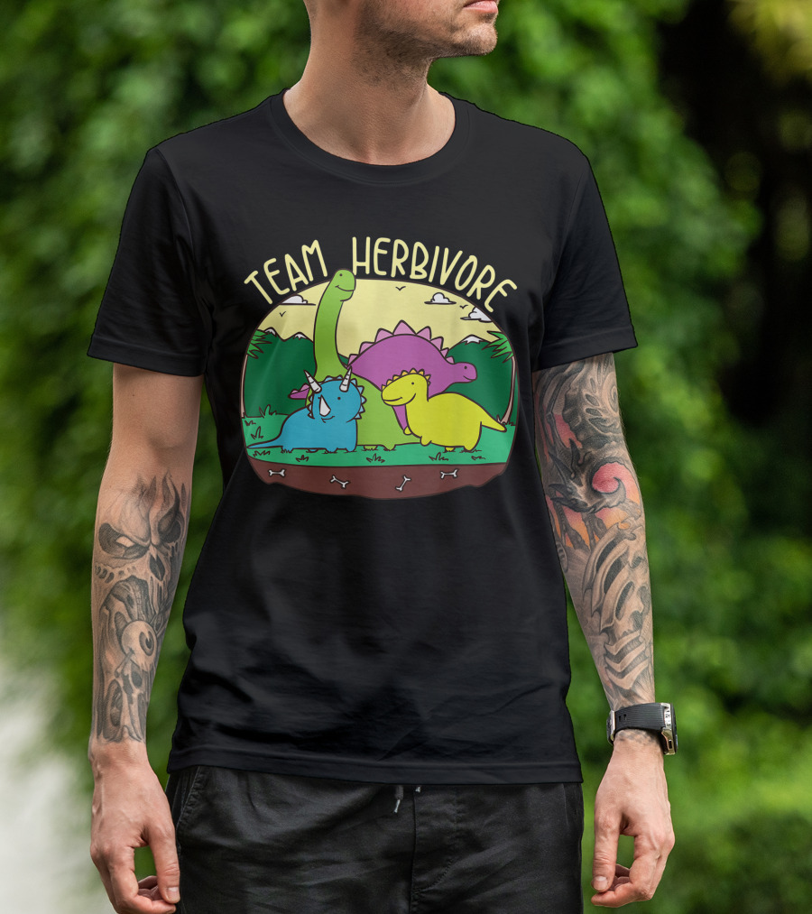 Team Herbivore Cute Kids Vegan Dinosaur Veggie Sweet T-Shirt