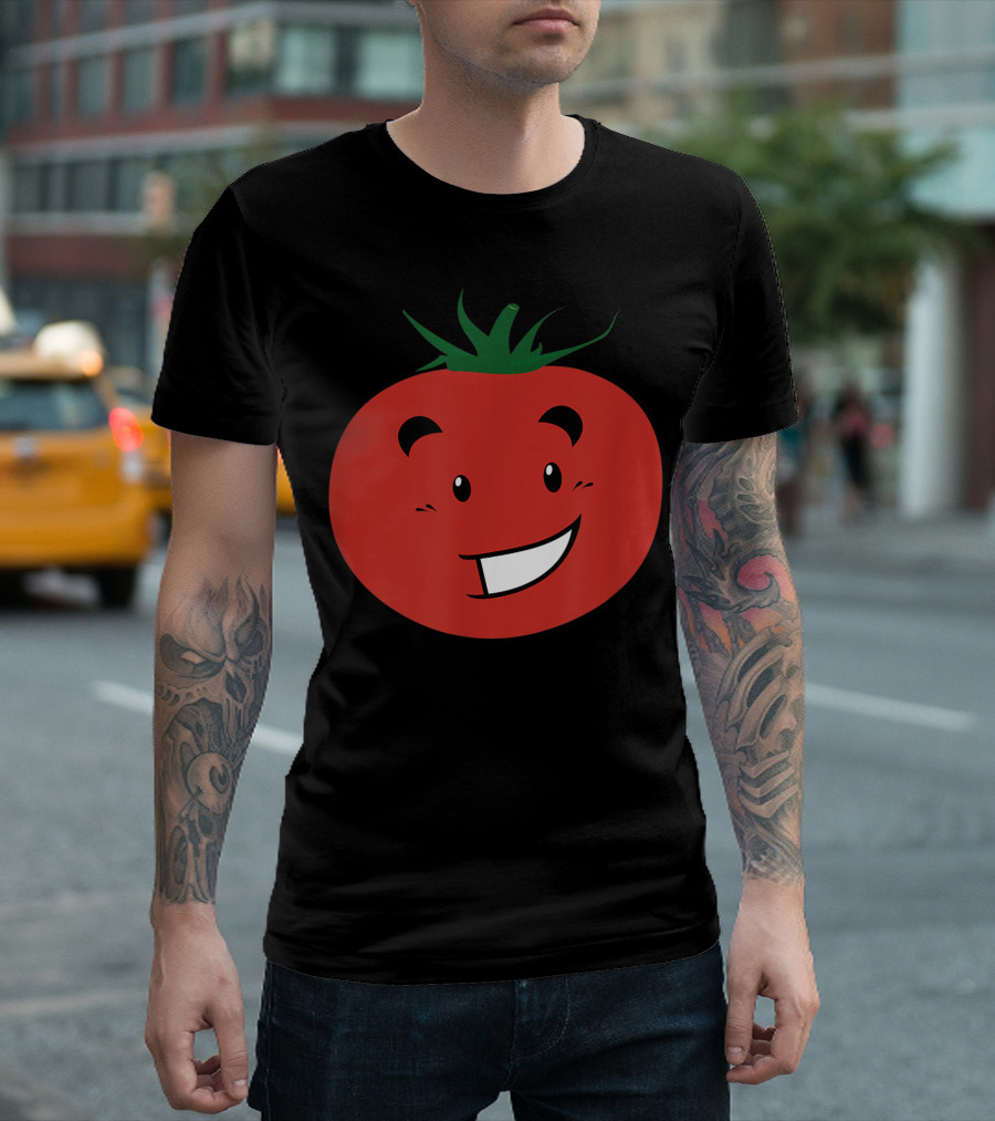 Tomato Emoji Happy Face Vegetable Vegan Fruit T-Shirt