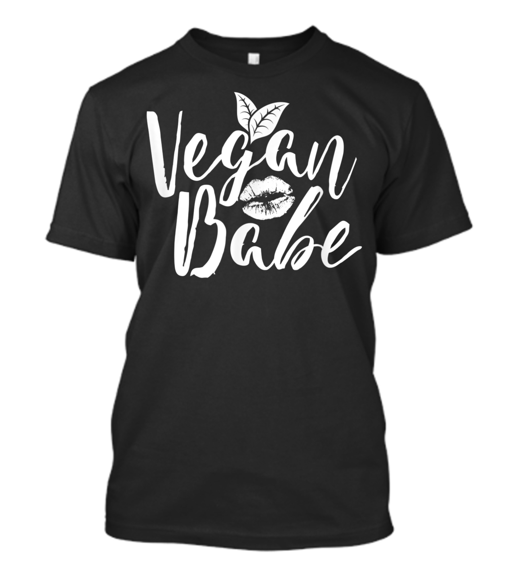 Vegan Babe Vegetarian Mom Girl Animal Lover Lips Leaf T-Shirt