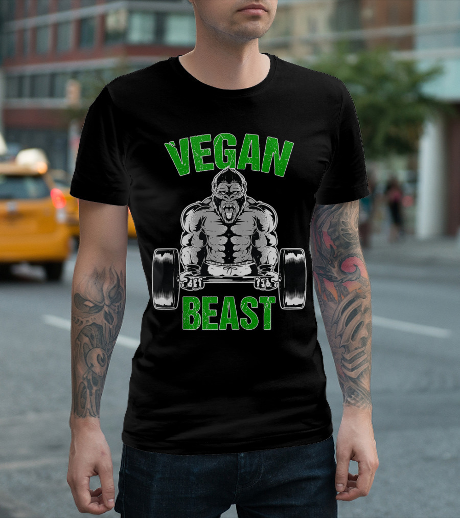 Vegan Beast Gorilla Gym Workout Fitness T-Shirt