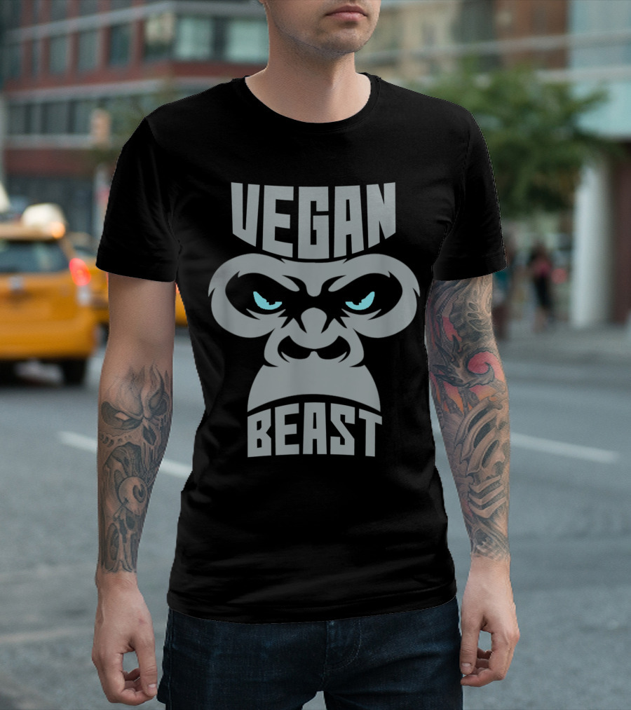 Vegan Beast Workout Muscle Gorilla Gym Bodybuilding Iconic Animal Power T-Shirt