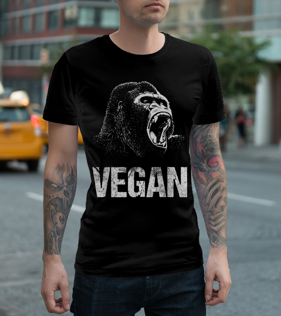 Vegan Gorilla Roar Iconic Vegetarian Food T-Shirt