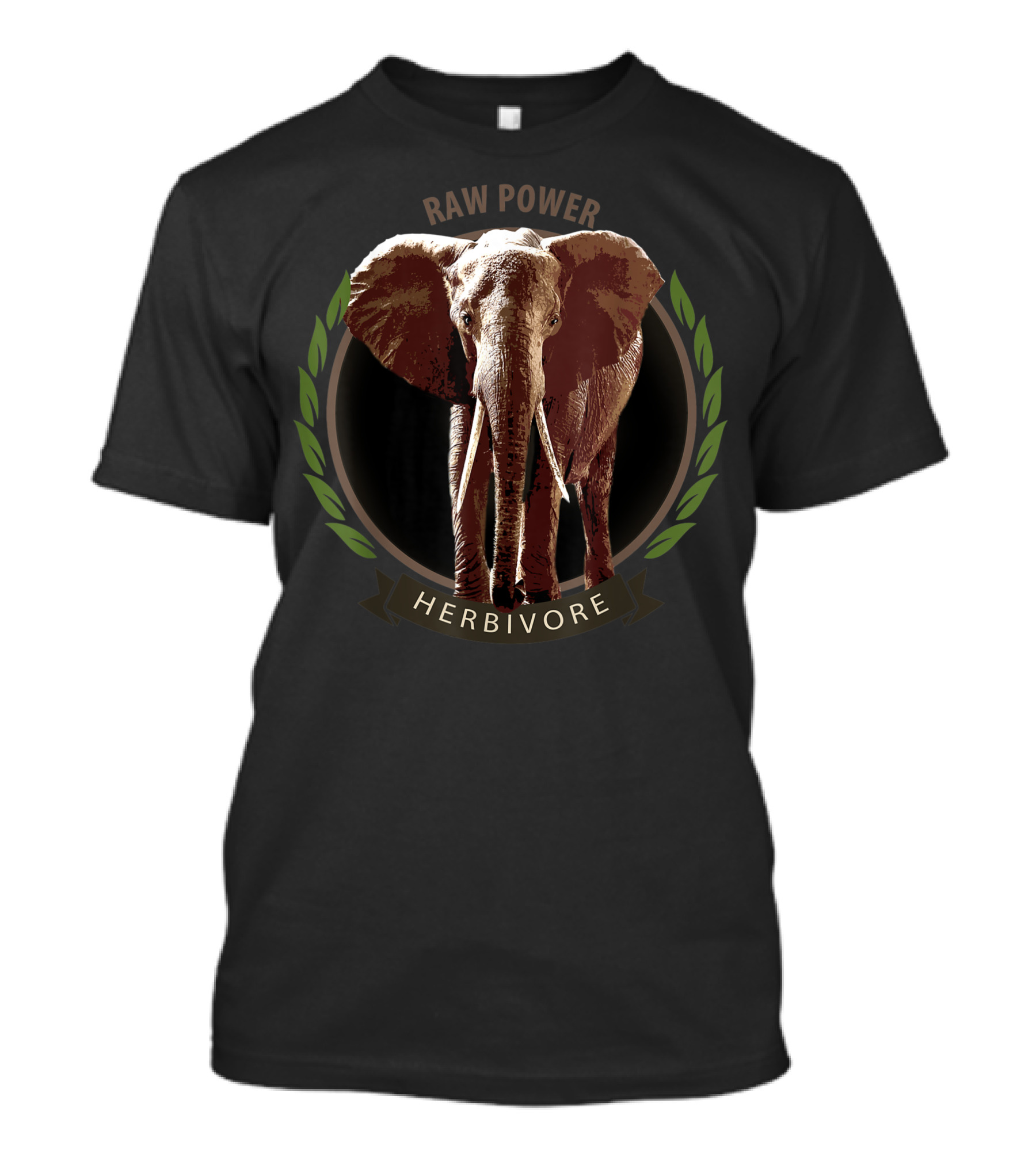Raw Power Vegan Elephant Herbivore Circle T-Shirt