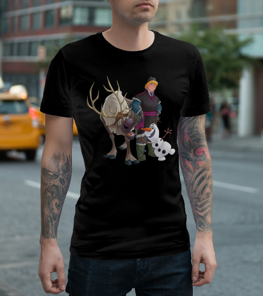 Disney Frozen Kristoff Olaf Sven Characters L2 T-Shirt