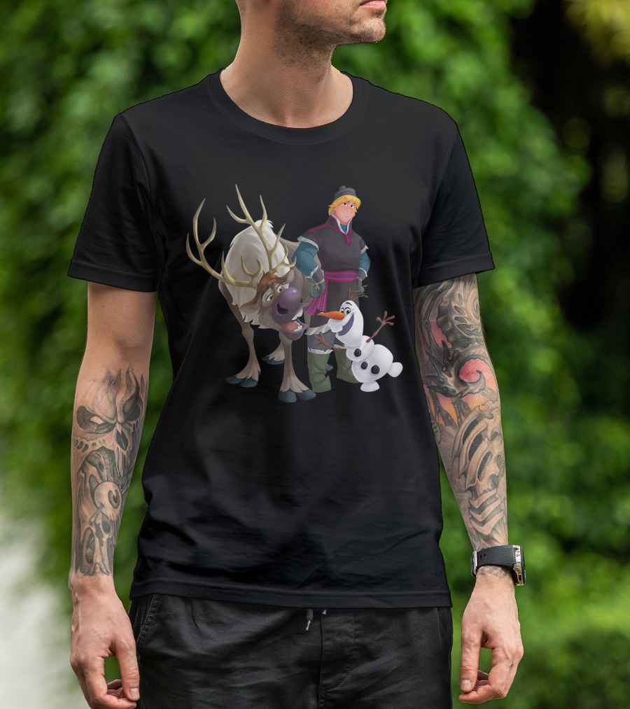 Disney Frozen Kristoff Olaf Sven Characters L2 T-Shirt