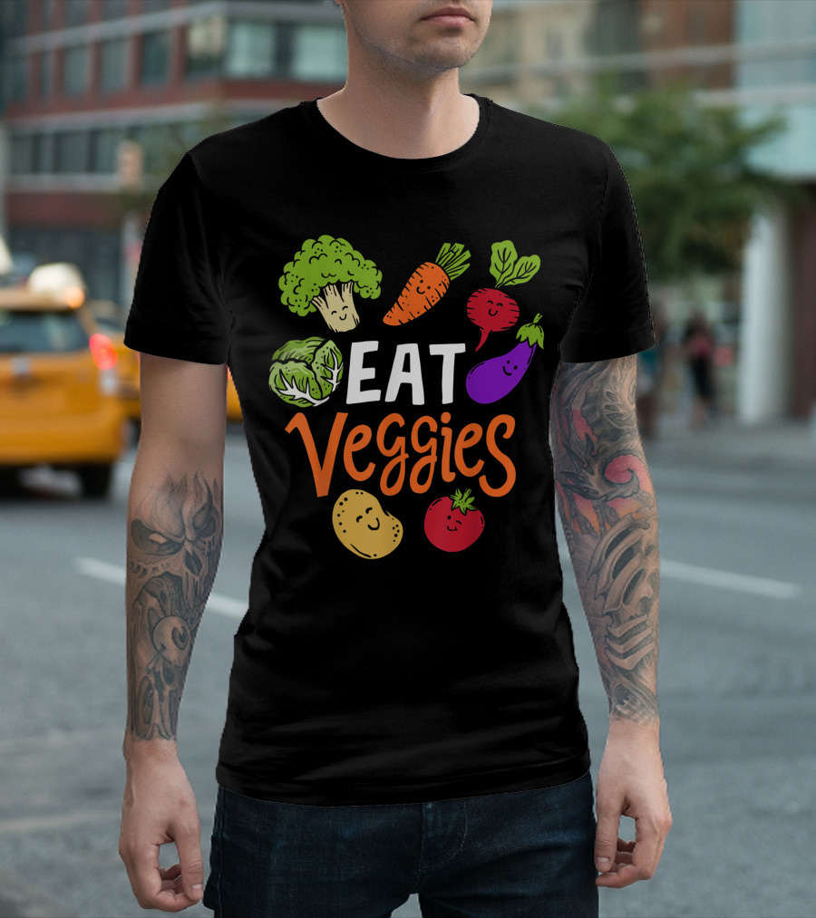 Eat Veggies Broccoli Carrot Beet Eggplant Cabbage Potato Tomato T-Shirt