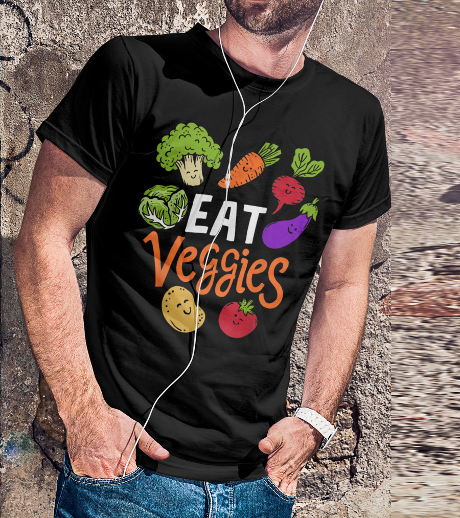 Eat Veggies Broccoli Carrot Beet Eggplant Cabbage Potato Tomato T-Shirt
