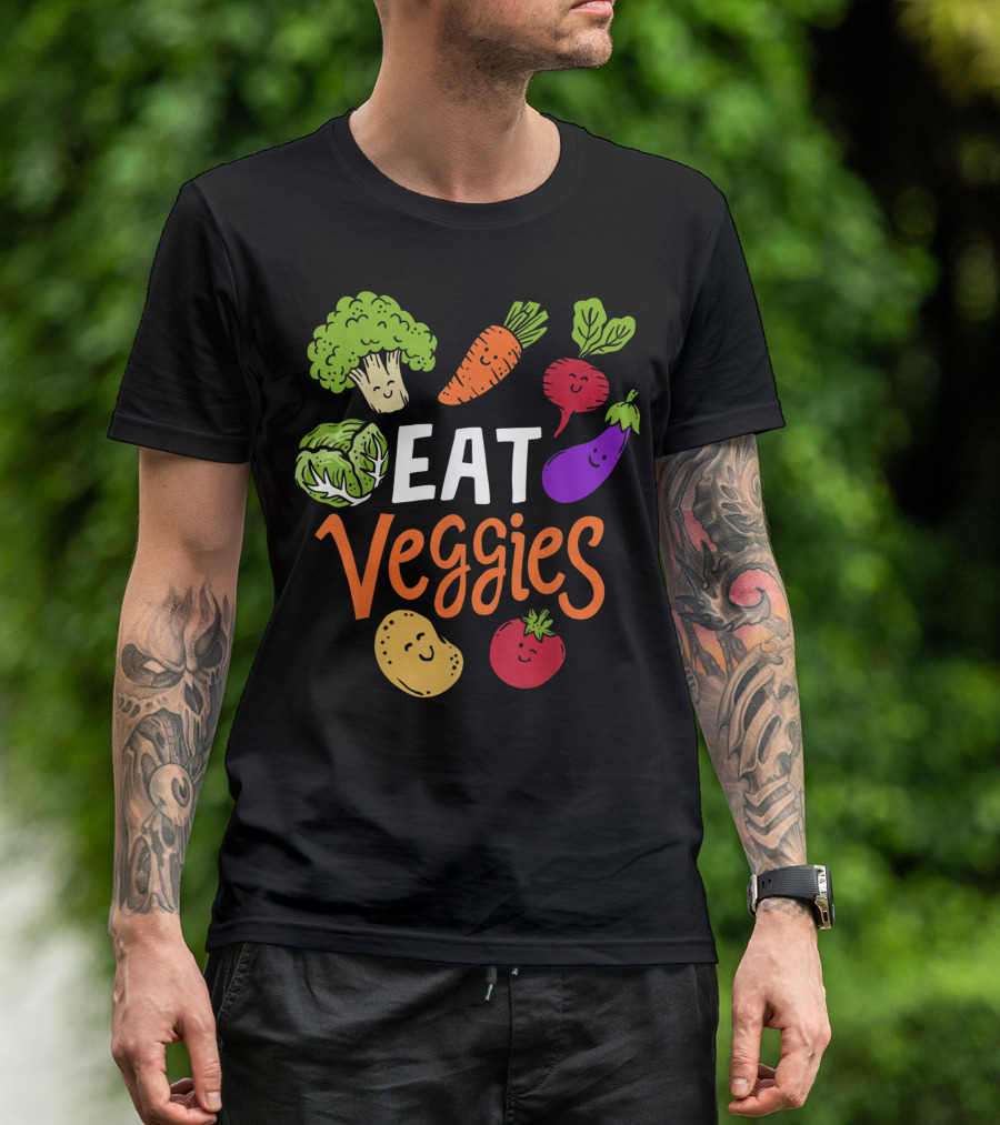 Eat Veggies Broccoli Carrot Beet Eggplant Cabbage Potato Tomato T-Shirt