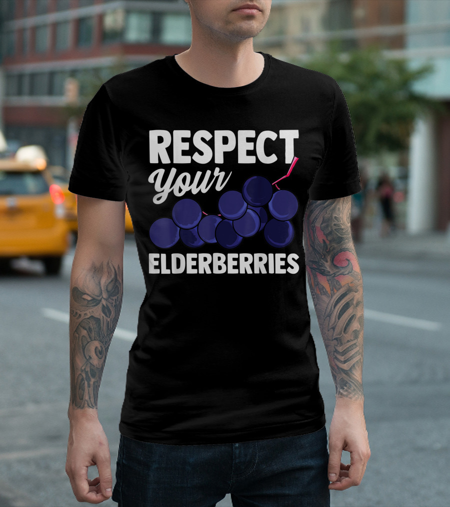 Respect Your Elderberries Fruit Pun for Vegans T-Shirt