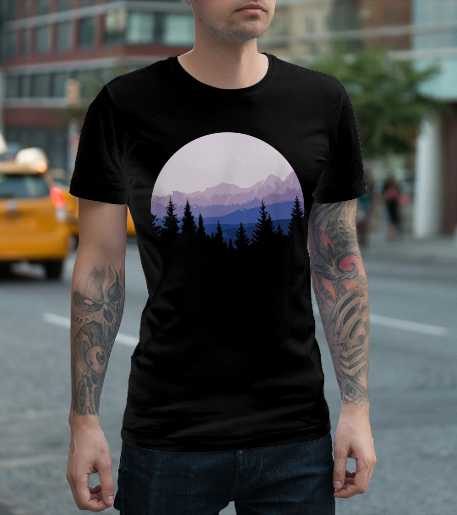 Forest Scene Mountain Sunset T-Shirt