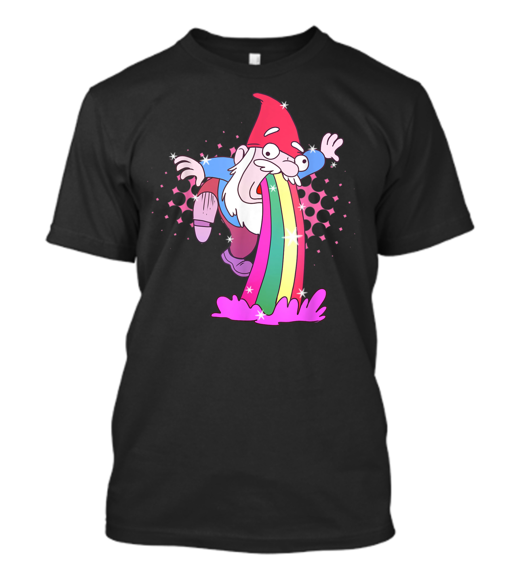 Garden Gnome Rainbow Puking Exploding Colors T-Shirt