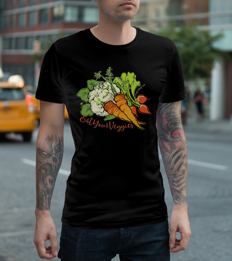 Eat Your Veggies Garden Vegetable I Be Vegan Cauliflower Carrots Beets T-Shirt