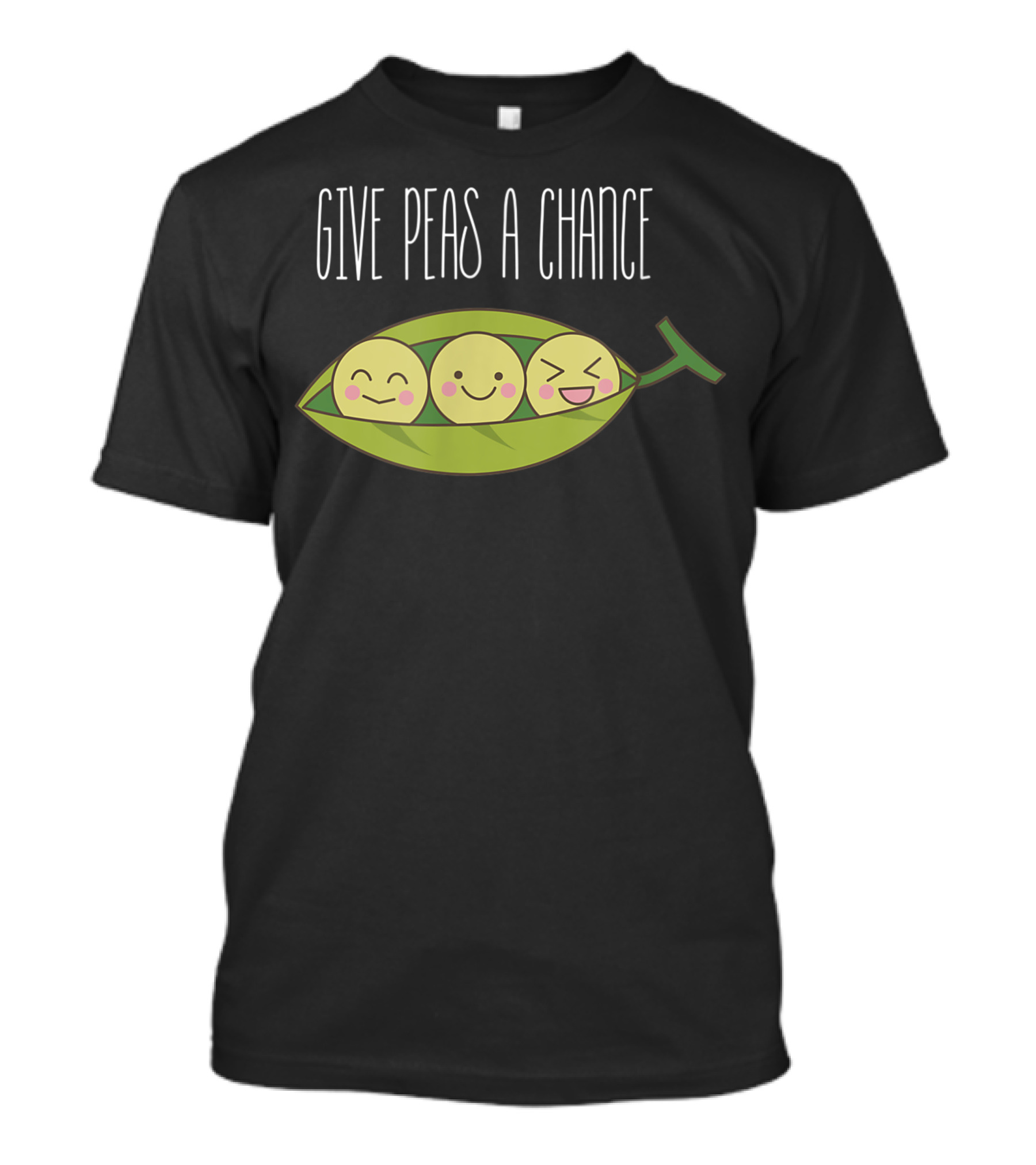 Give Peas A Chance Cute Smiling Peas In Pod Vegan Womens T-Shirt
