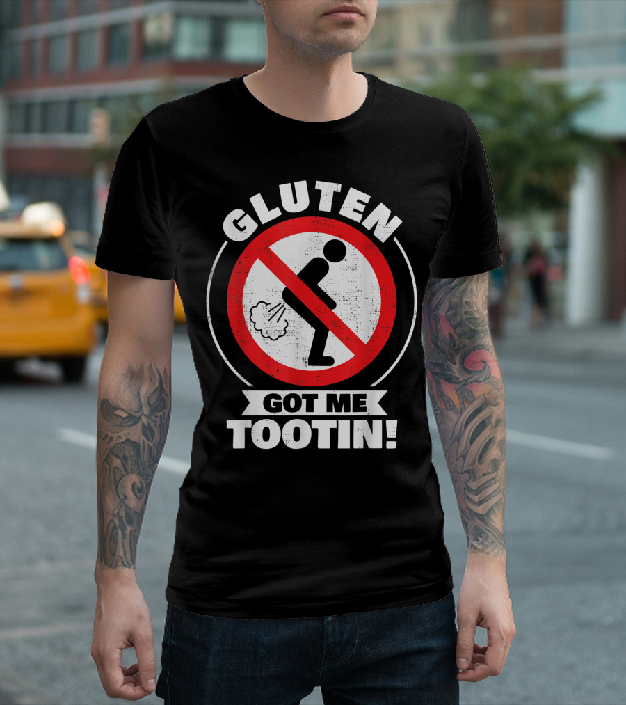 Gluten Got Me Tootin Gluten Free Joke Gluten Jokes T-Shirt