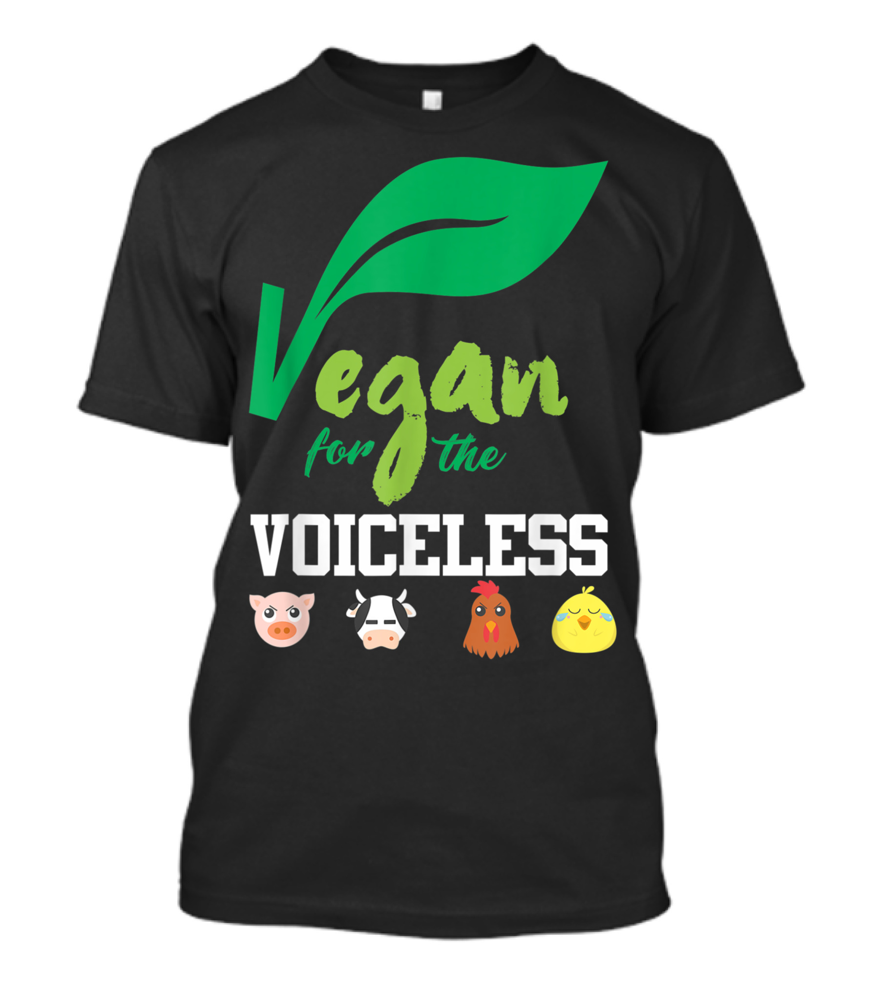 Vegan For The Voiceless Animal Rights Activist Message Pig Cow Chicken Bird Emojis T-Shirt