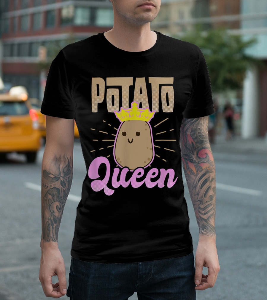 Potato Queen Cute Crowned Potato Character T-Shirt
