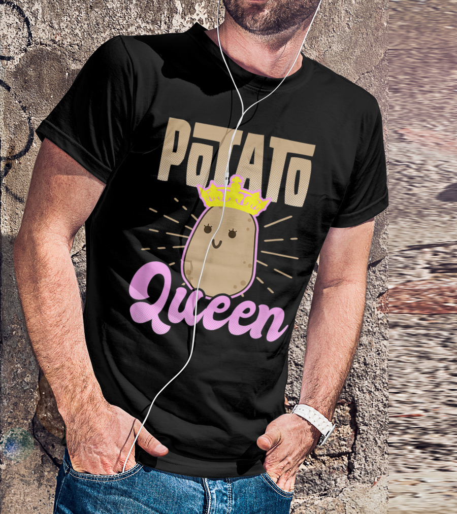Potato Queen Cute Crowned Potato Character T-Shirt