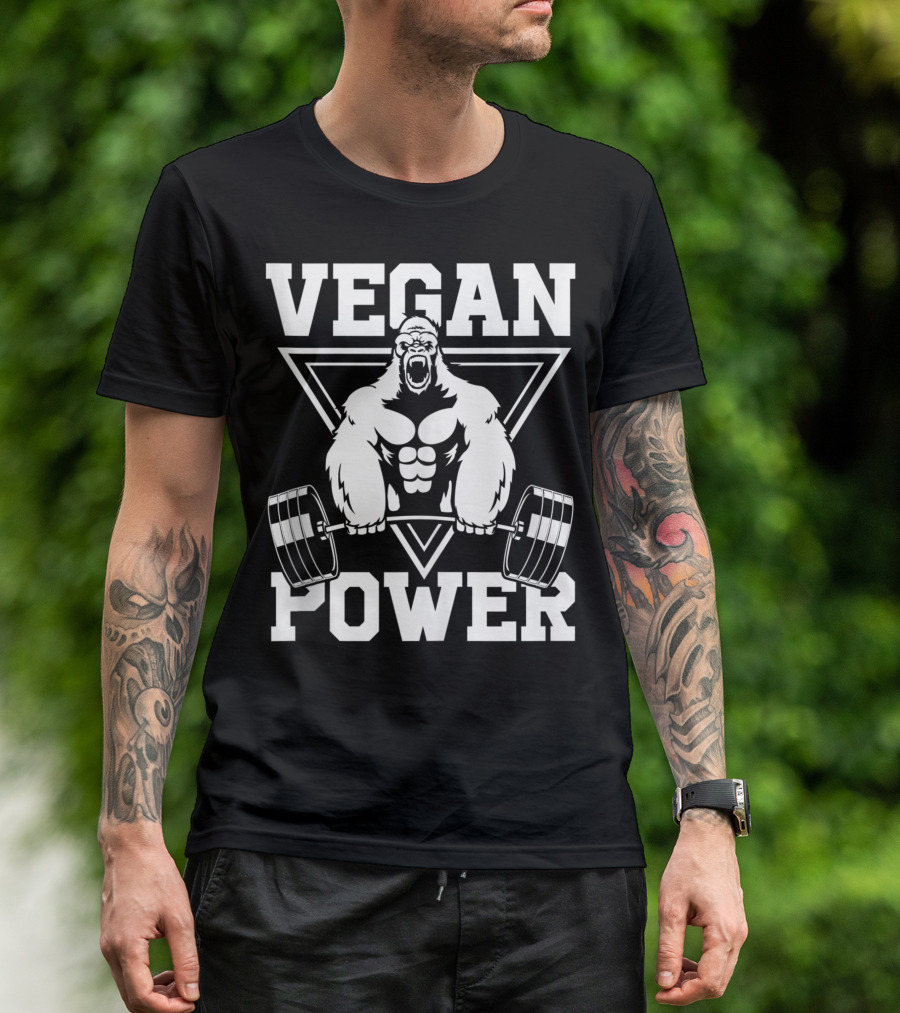 VEGAN POWER Gorilla Workout Strength T-Shirt