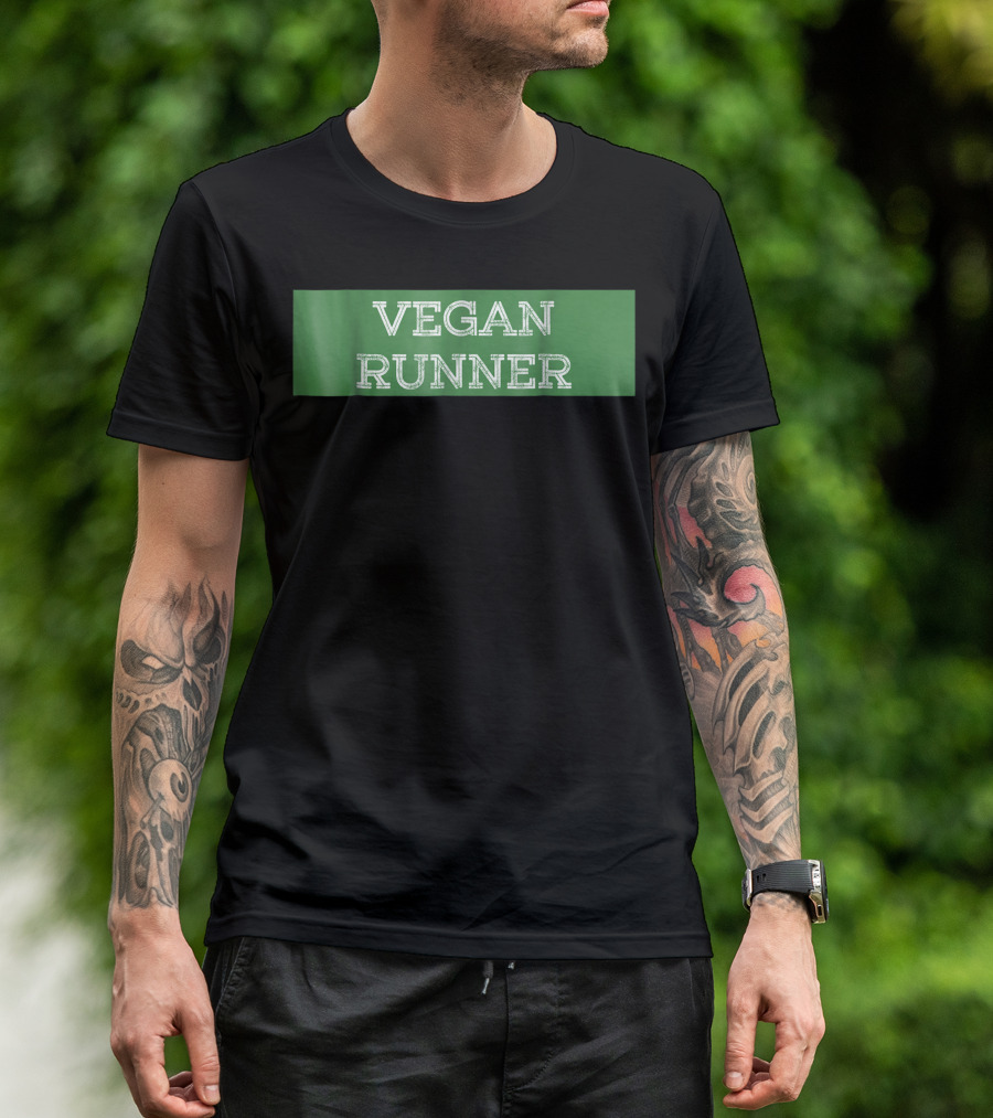 VEGAN RUNNER Green Text Block T-Shirt