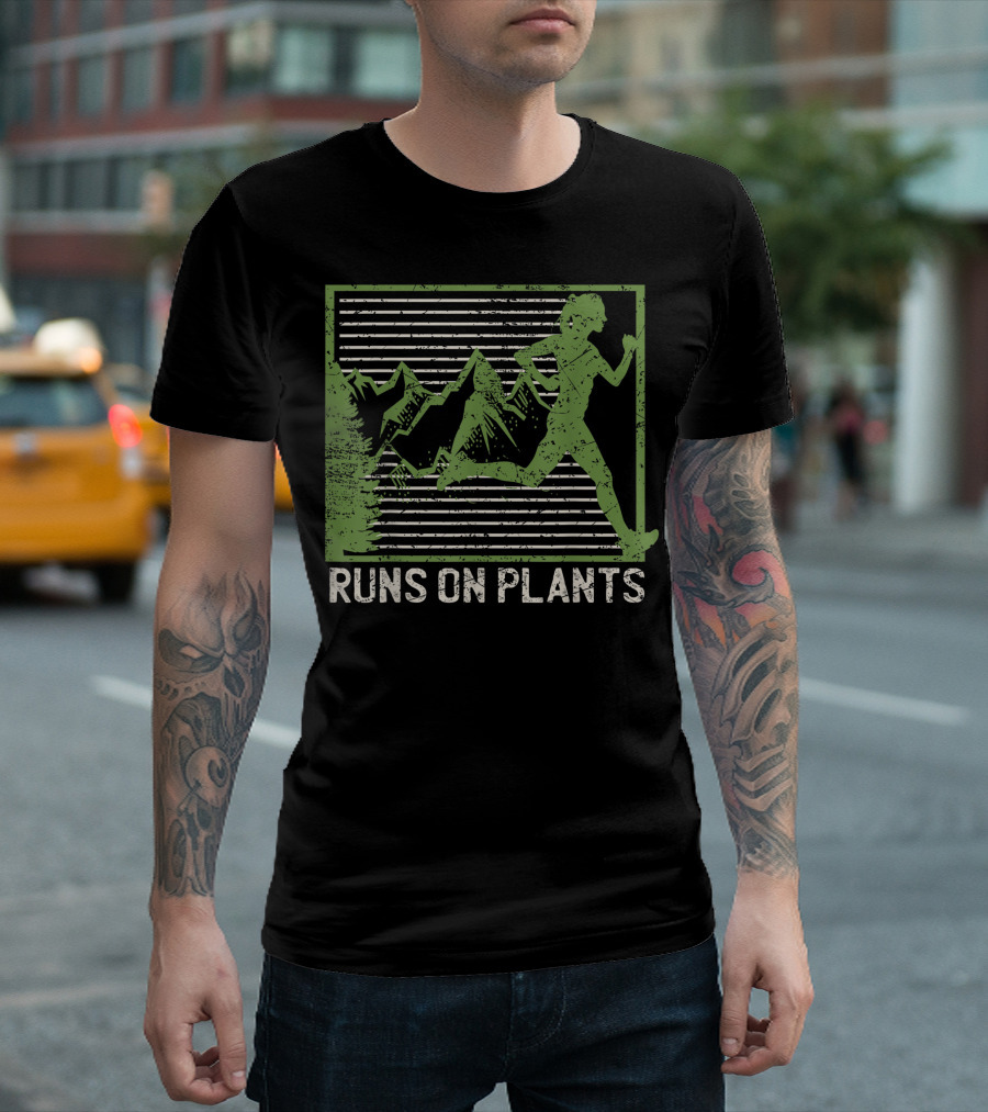 Runs On Plants Vegan Running Plan Based Gym T-Shirt
