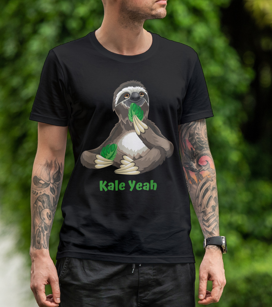 Kale Yeah Vegan Sloth Vegetarian Eating Kale T-Shirt