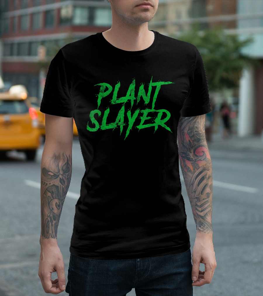 Vegan Vegetarian Plant Slayer Grunge Style Phrase T-Shirt