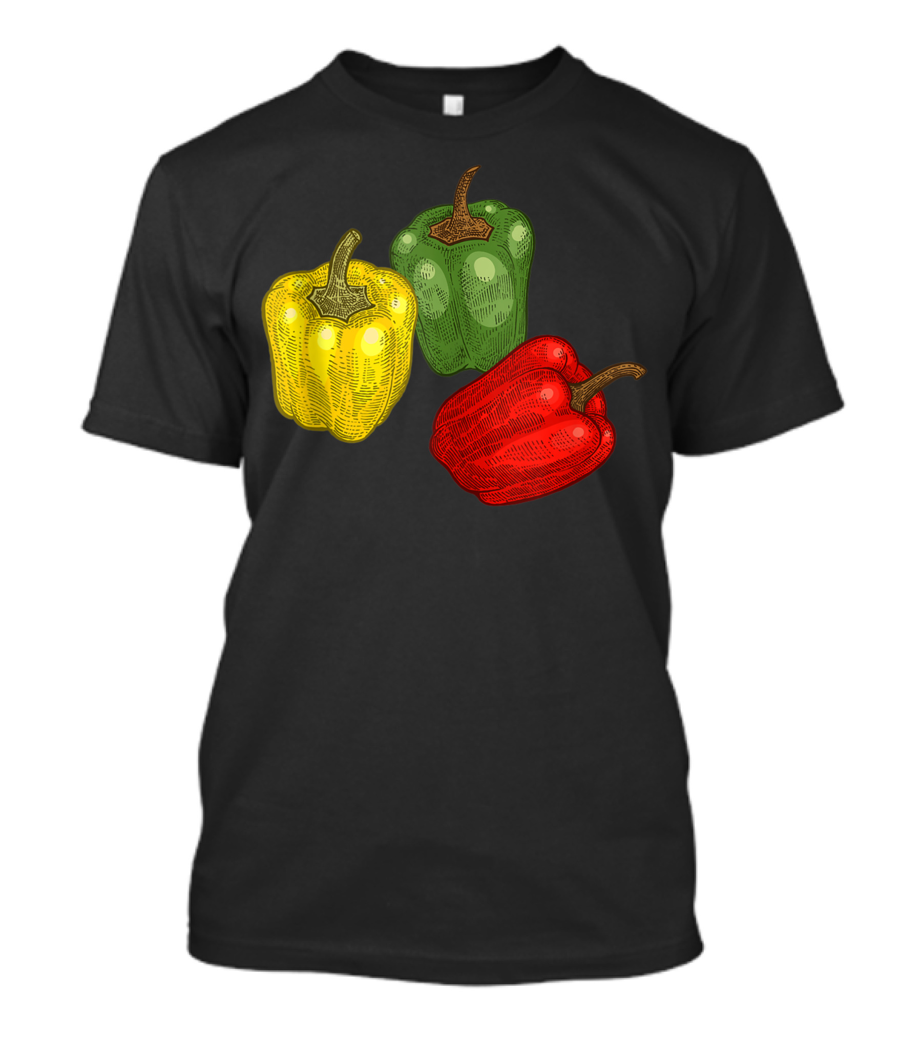 Vintage Green Red Yellow Pepper Vegan Vegetarian Vegetable T-Shirt