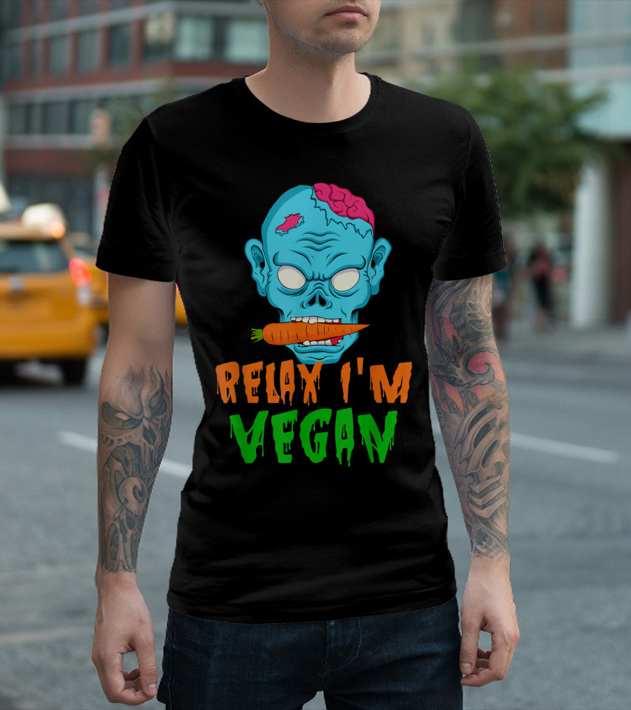 Relax I'm Vegan Halloween Zombie Head Carrot T-Shirt