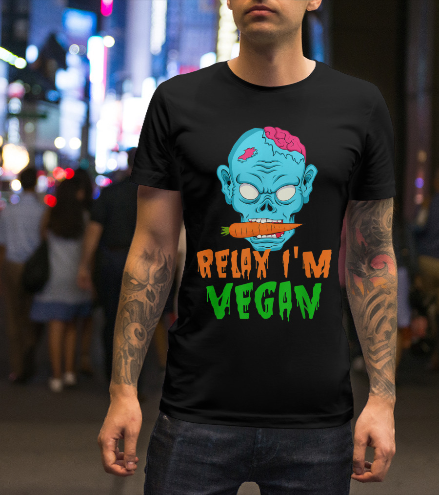 Relax I'm Vegan Halloween Zombie Head Carrot T-Shirt