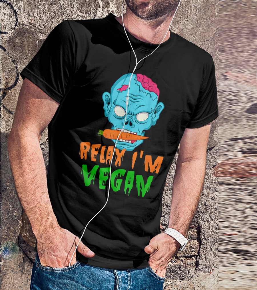 Relax I'm Vegan Halloween Zombie Head Carrot T-Shirt